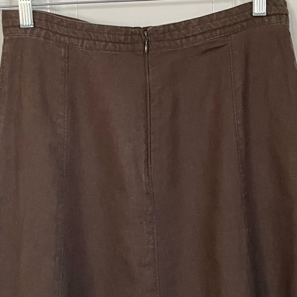Liz Claiborne Brown Maxi Skirt 100% Linen Pintucked Ruffle Size 6 - Picture 5 of 9